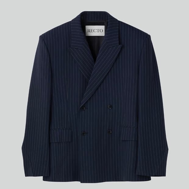 렉토 네이비 핀스트라이프 블레이저 s