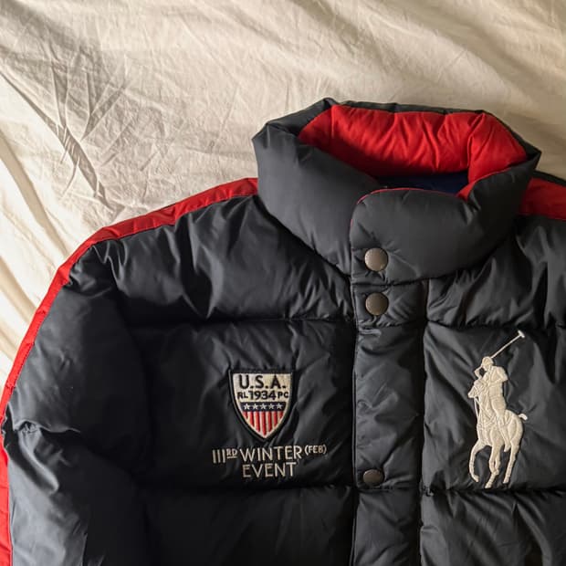 폴로 빅포니 성조기 패딩 블랙