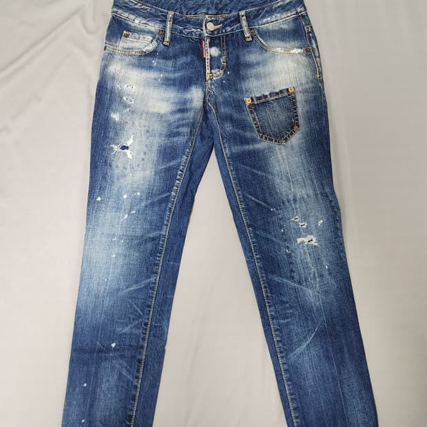 디스퀘어드2 여성 슬림 워싱 데님 팬츠 38