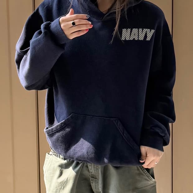 밀리터리 US NAVY 후드티 네이비