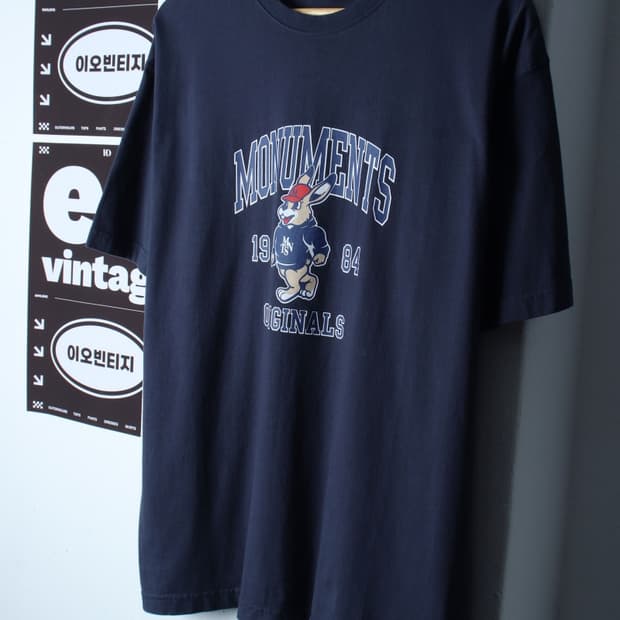 (L-XL) 모뉴먼트 반팔 티셔츠 빅로고 네이비 올드스쿨-H35547