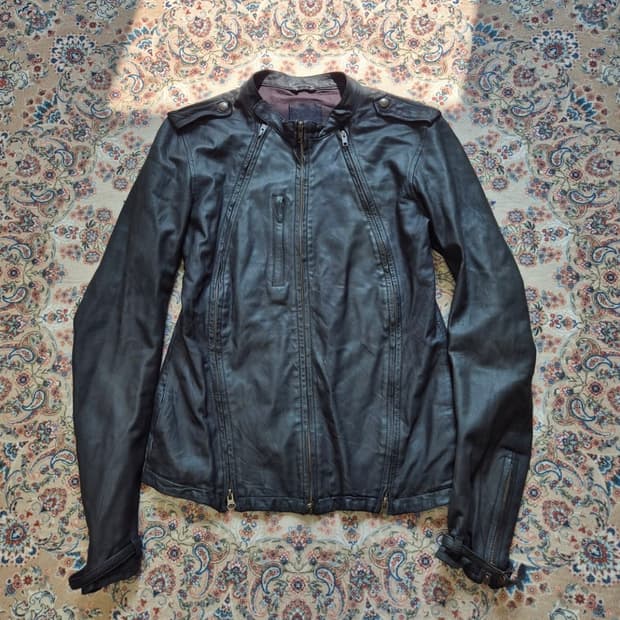 Domenico+savio 양 가죽 라이더 재킷