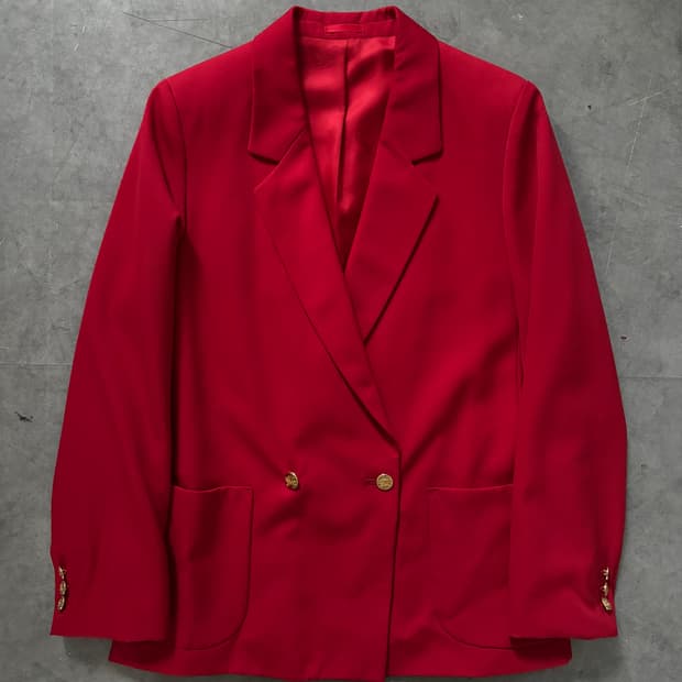 Burberry 버버리 레드컬러 금장버튼 울 더블 블레이저