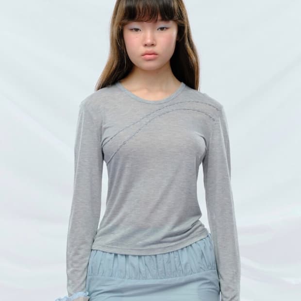 Puree 퓨레 moss long sleeve t grey melange