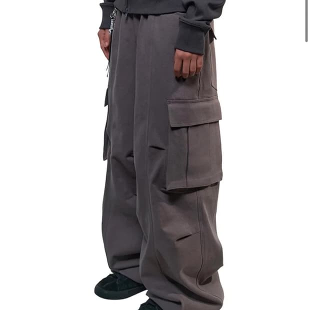 [아캄] Knee Pin-Tuck Wide Cargo Pants (Gra
