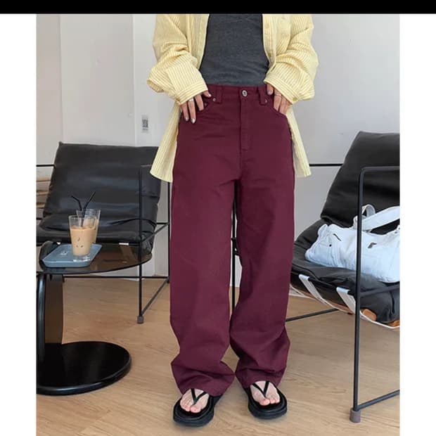 back line cotton pants(burgundy)