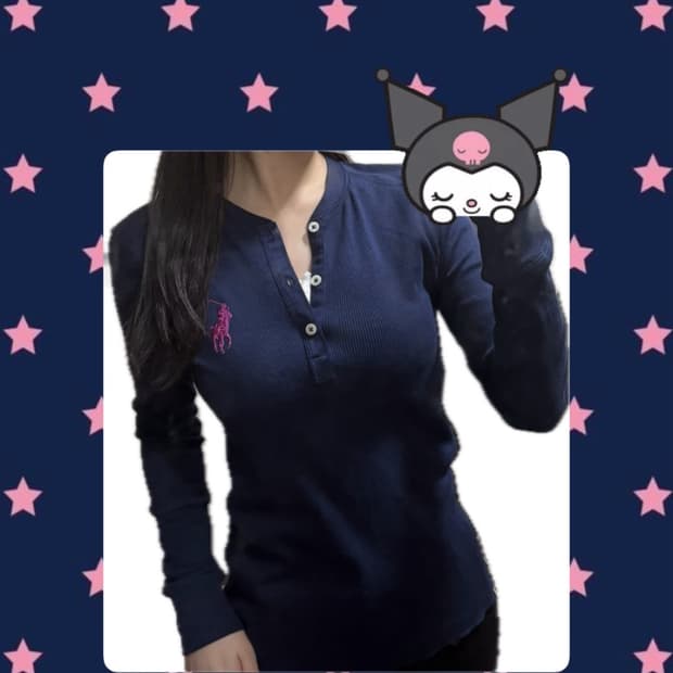 폴로랄프로렌 핑크 빅포니 헨리넥 긴팔 티셔츠 네이비