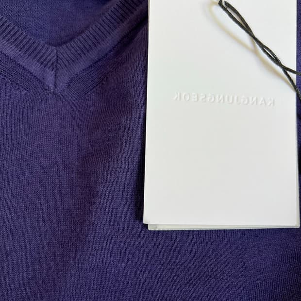 강정석 브이넥 니트 50 사이즈 퍼플