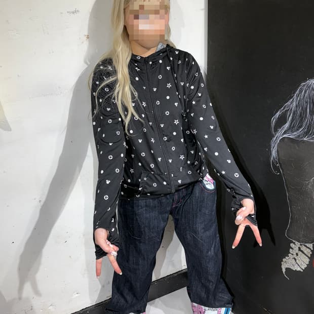 JPN 일본 빈티지 DISNEY 디즈니 도트 후드 집업 져지 L