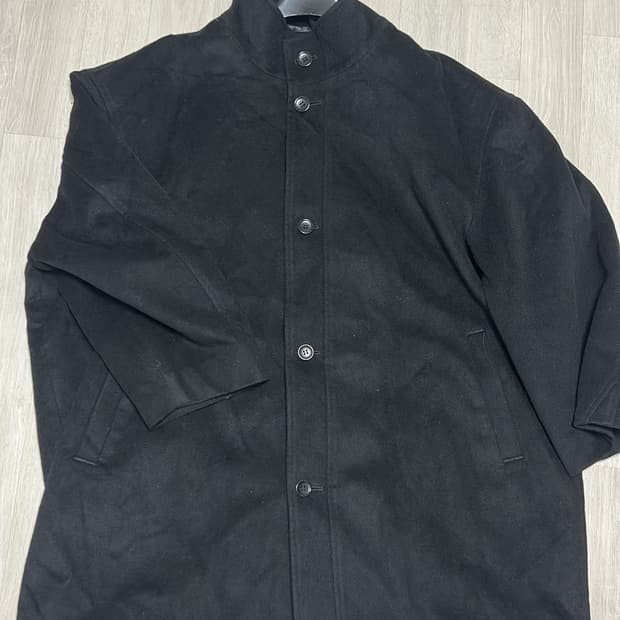 오버핏 하이넥 하프 코트 블랙