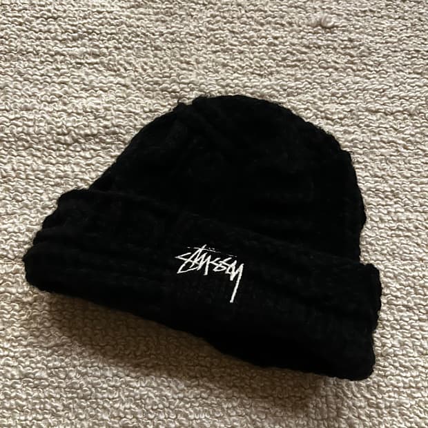스투시 니트 패치워크 비니 블랙 Stussy
