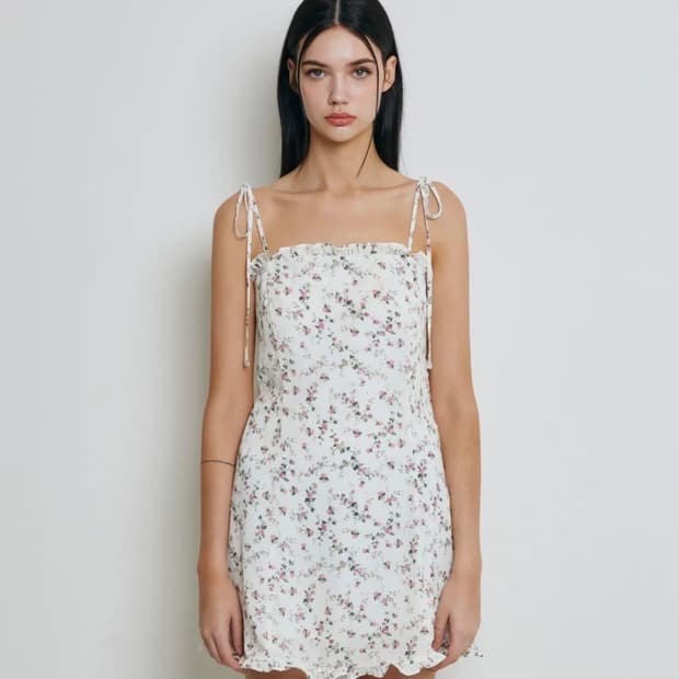 낫유어로즈 프릴 미니 드레스 m