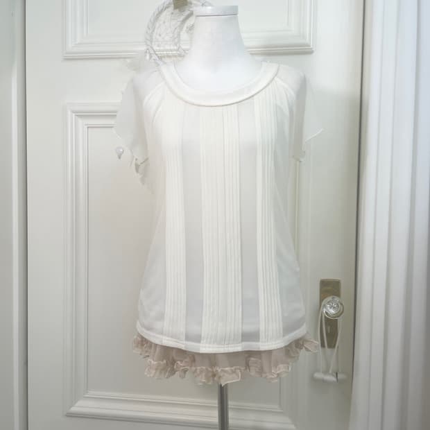 ivory pleats point basic blouse