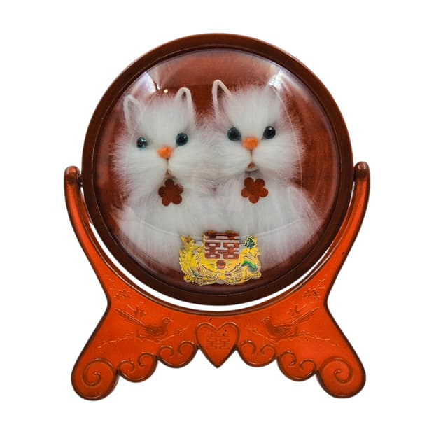 1950s 엔틱 볼록 고양이 회전 거울 장식