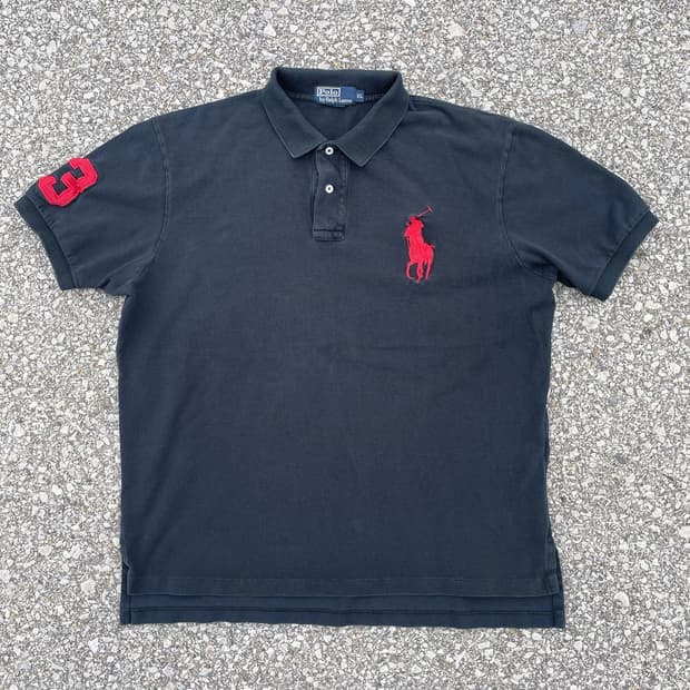폴로 랄프로렌 빅포니 반팔 카라티 블랙 레드