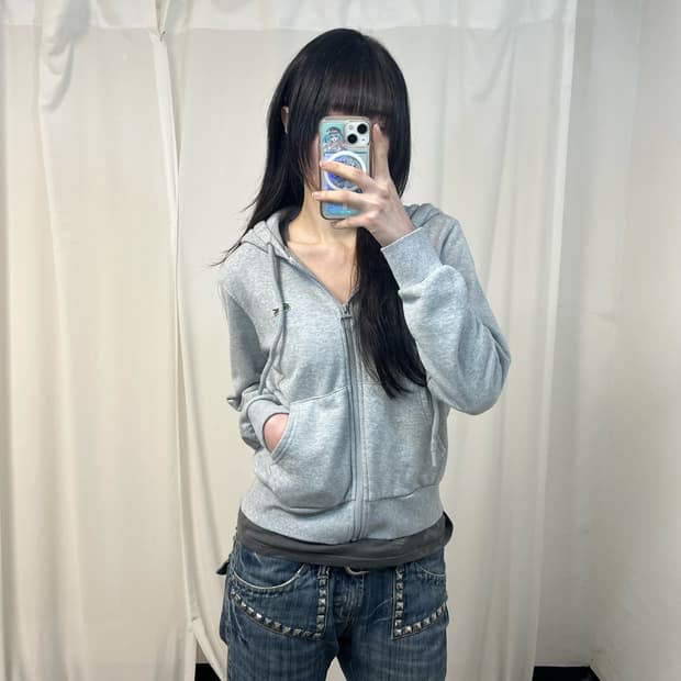 Lacoste grey zip-up hoodie
