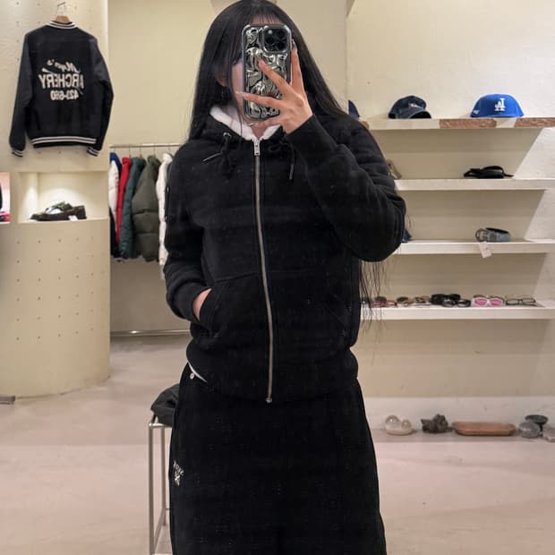 무스너클 블랙 버니 스웨터 후드 집업 U1019