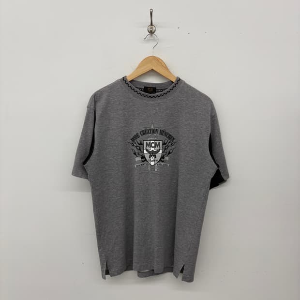 MCM 로고 프린팅 반팔 티셔츠 그레이 남성L