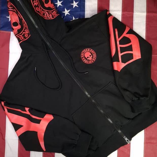 오리지날 바이더알 풀 집 스컬 프린팅 후드집업