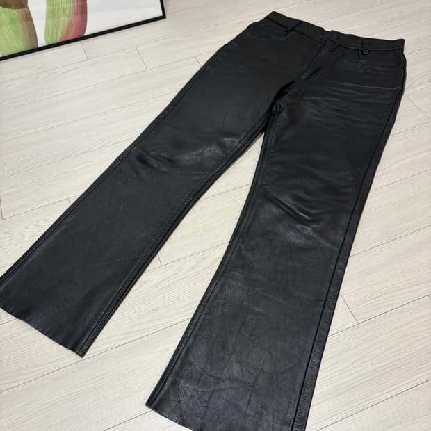 빈티지 레더 가죽 플레어 부츠컷 팬츠 29-30인치