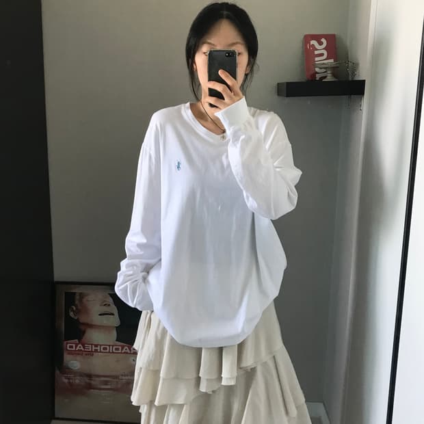 폴로 랄프로렌 포니로고 화이트 롱슬리브티