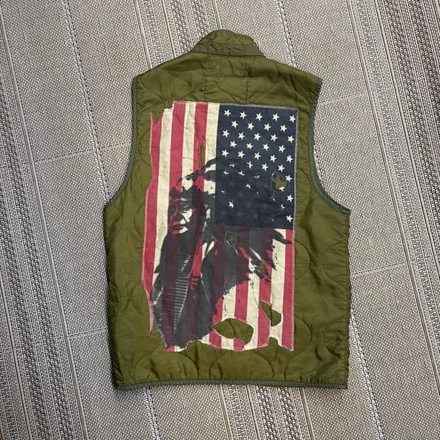 데님 앤 서플라이 랄프 로렌 성조기 & 인디안 퀼팅 밀리터리 베스트