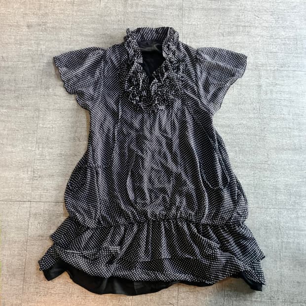 일본빈티지 하구미모리걸 달천깔페어리 러플 캉캉블라우스