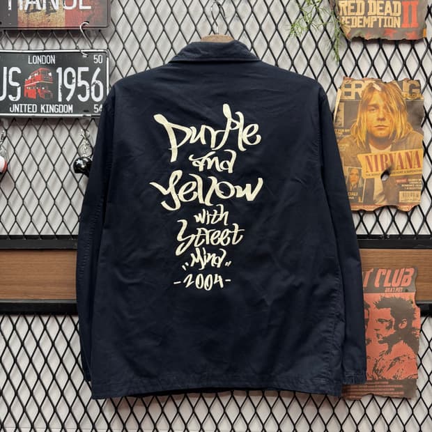 JPN VINTAGE 초어 자켓 후면 레터링 포인트 네이비