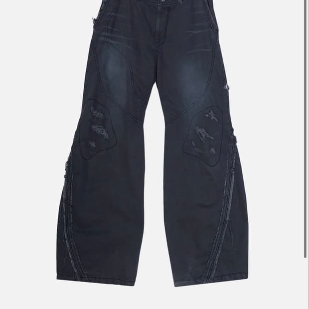 Aesynctx DISTRESSED PANTS dirty black M