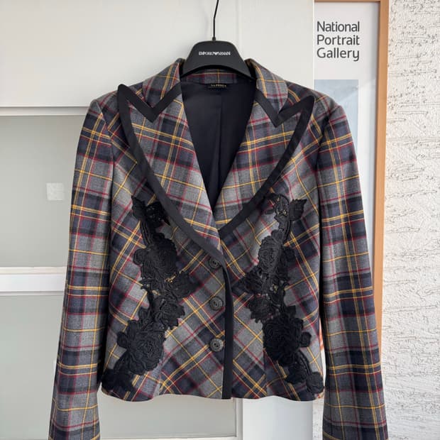 [LA PERLA] 라펠라 체크 패턴 레이스 자켓 38