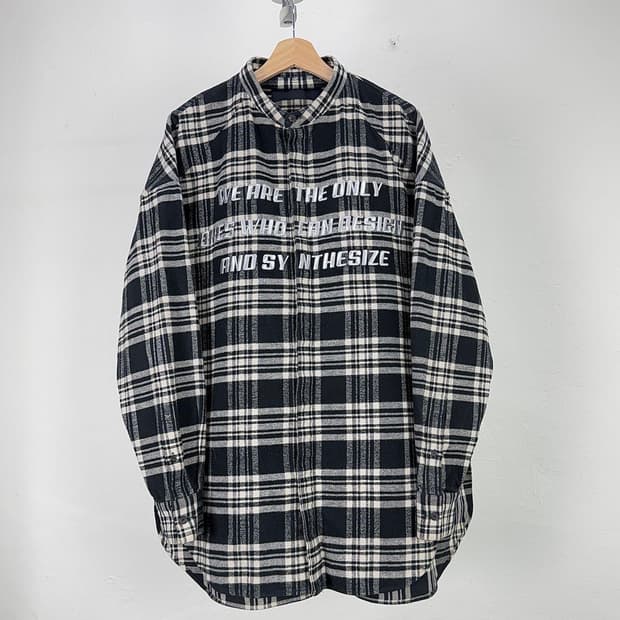 준지 19fw 레터링 플란넬 체크 오버 셔츠 자켓