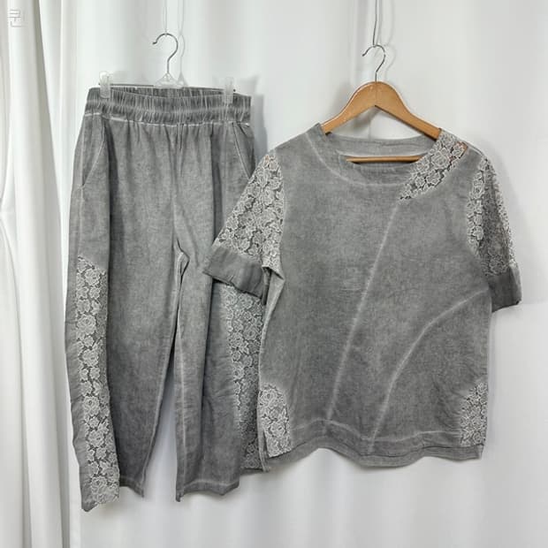 생활한복 여자 반팔티 밴딩바지 SET XL