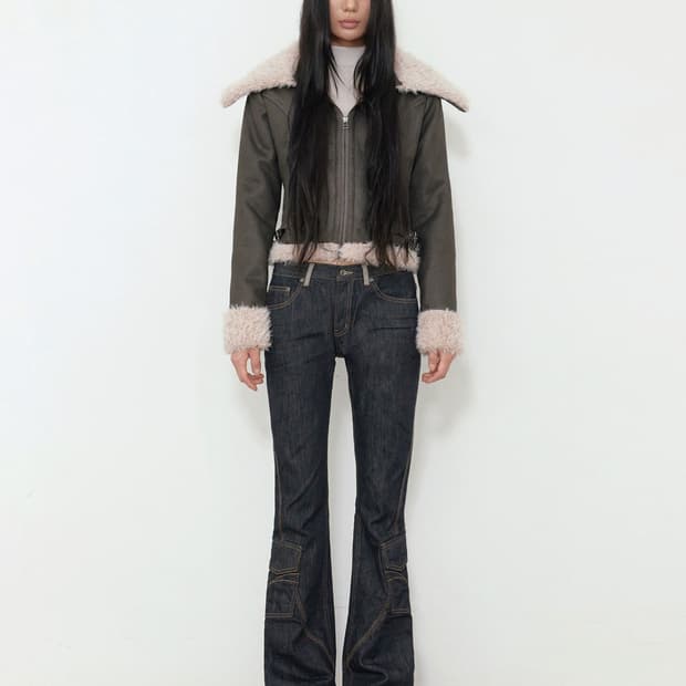 보헤미안서울 OVER COLLAR SHEARING JACKETBROWN