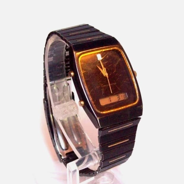 빈티지 세이코 Seiko 블랙 금장 시계