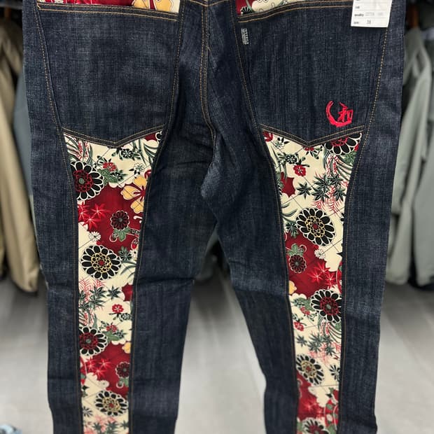 Y2K 빈티지 오리엔탈 데님 팬츠 