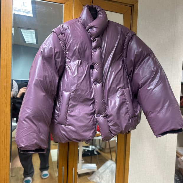 라드앤파 덕다운 푸퍼 숏패딩 퍼플