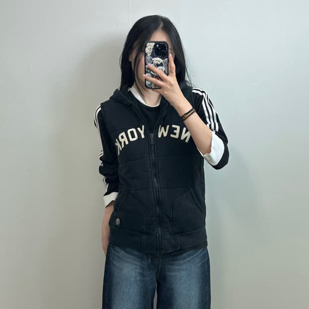 폴로 랄프로렌 뉴욕 패치 블랙 후드 조끼