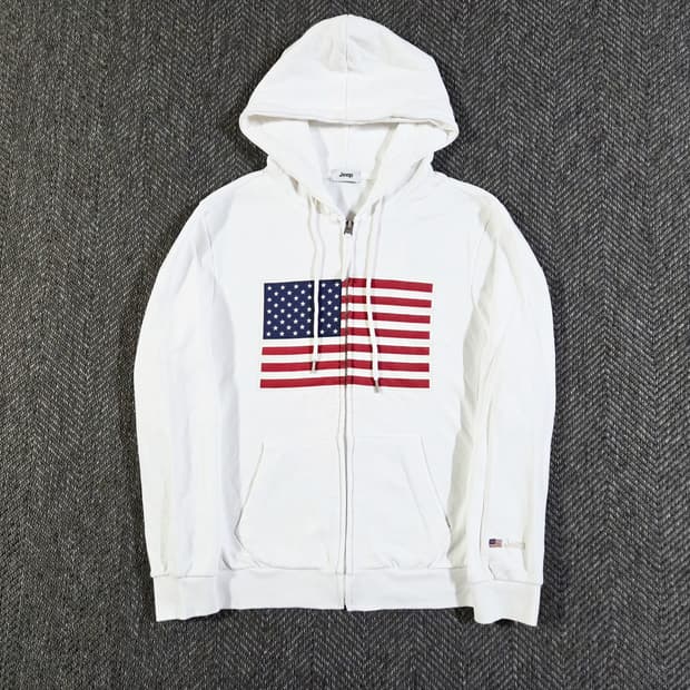 지프 JEEP 성조기 화이트 후드집업
