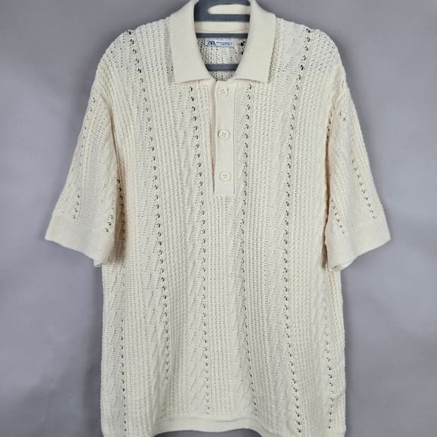 [무료배송]자라 L-XL 남성 반팔 카라 니트