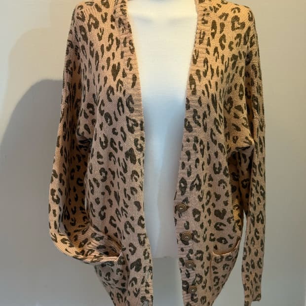 콜자 빈티지 레오파드 니트 가디건