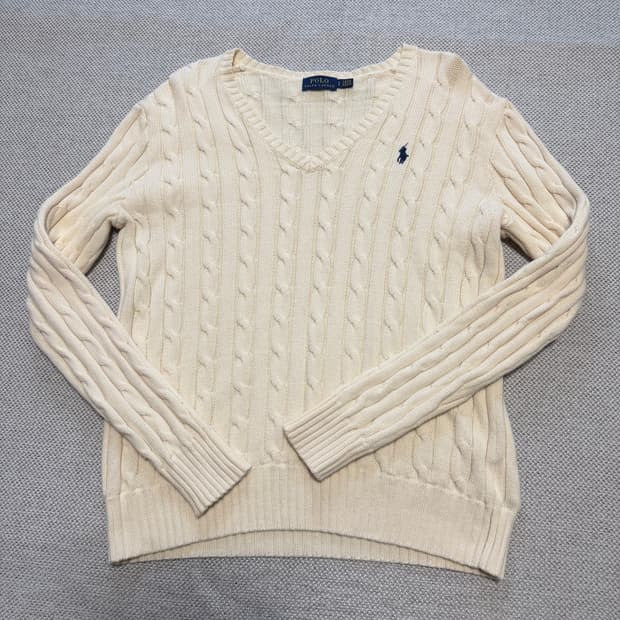 폴로 랄프로렌 브이넥 케이블 니트