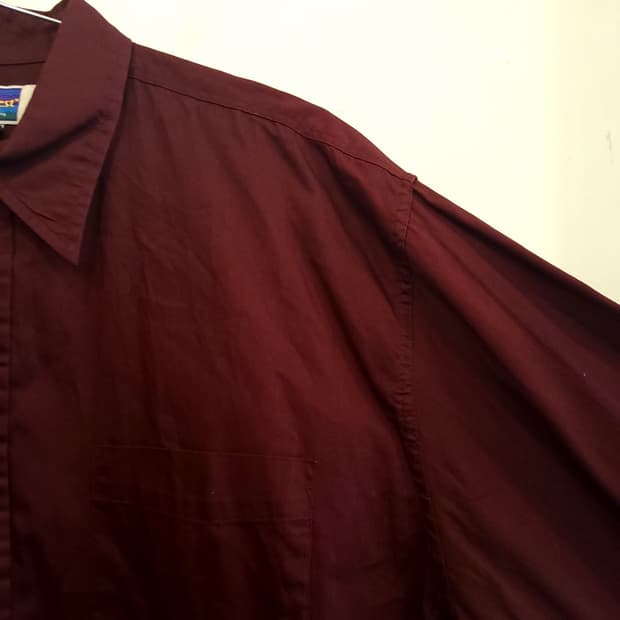 데일리 와인 컬러 코튼 버트 셔츠