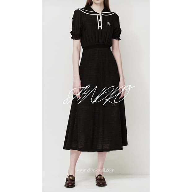 산드로 세일러 칼라 니트 원피스