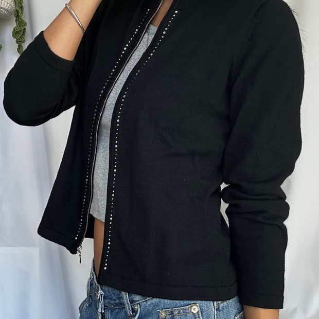 빈티지 울 풀집업 가디건