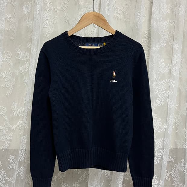 XS) 폴로 랄프로렌 신형 코튼 니트 네이비
