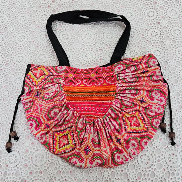 에스닉 자수 패브릭 숄더백