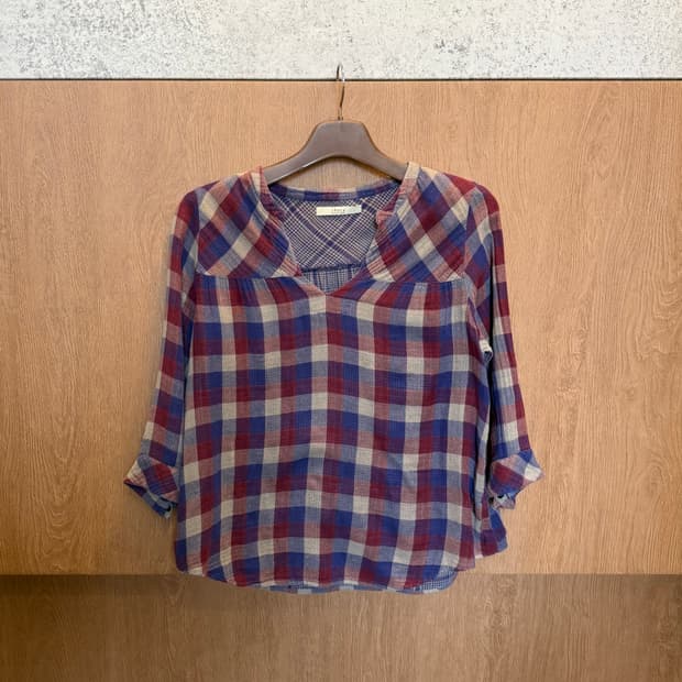 빈티지 체크 블라우스