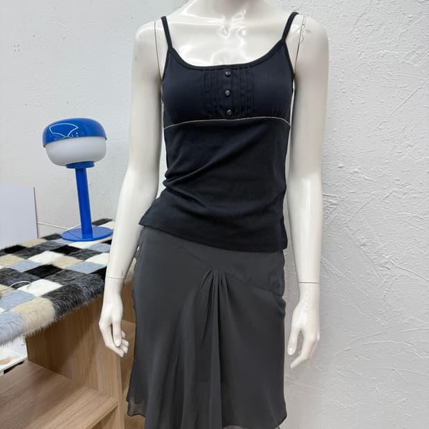 빈티지 EMPORIO ARMANI 그레이 셔링 미디 스커트