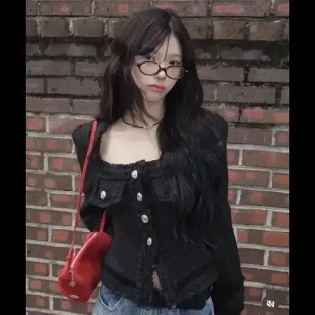 모디무드 트위드자켓 블랙