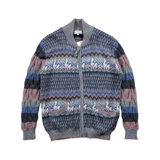 Alpaka 100% 노르딕 패턴 가디건 